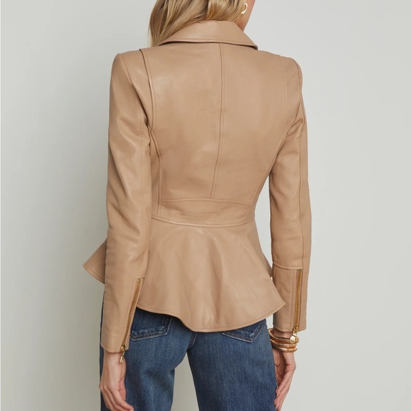 L’AGENCE Lyric Leather Peplum Jacket - Picture 3 of 4